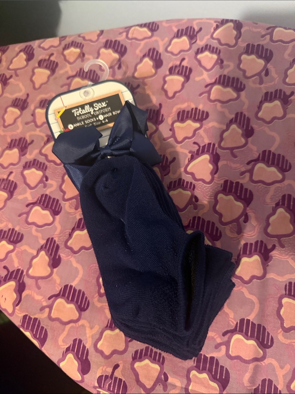 Totally Sox Girls Navy Ankle Socks with Decorative Bow size 4-6
